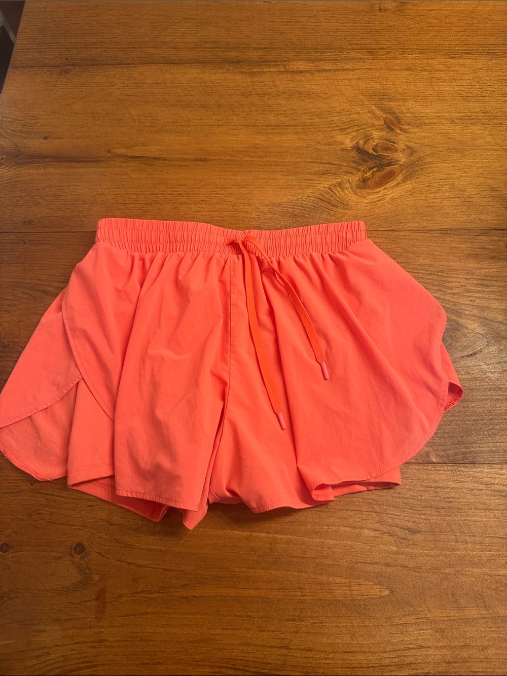 Women’s Bright Coral Athletic Shorts with Drawstring